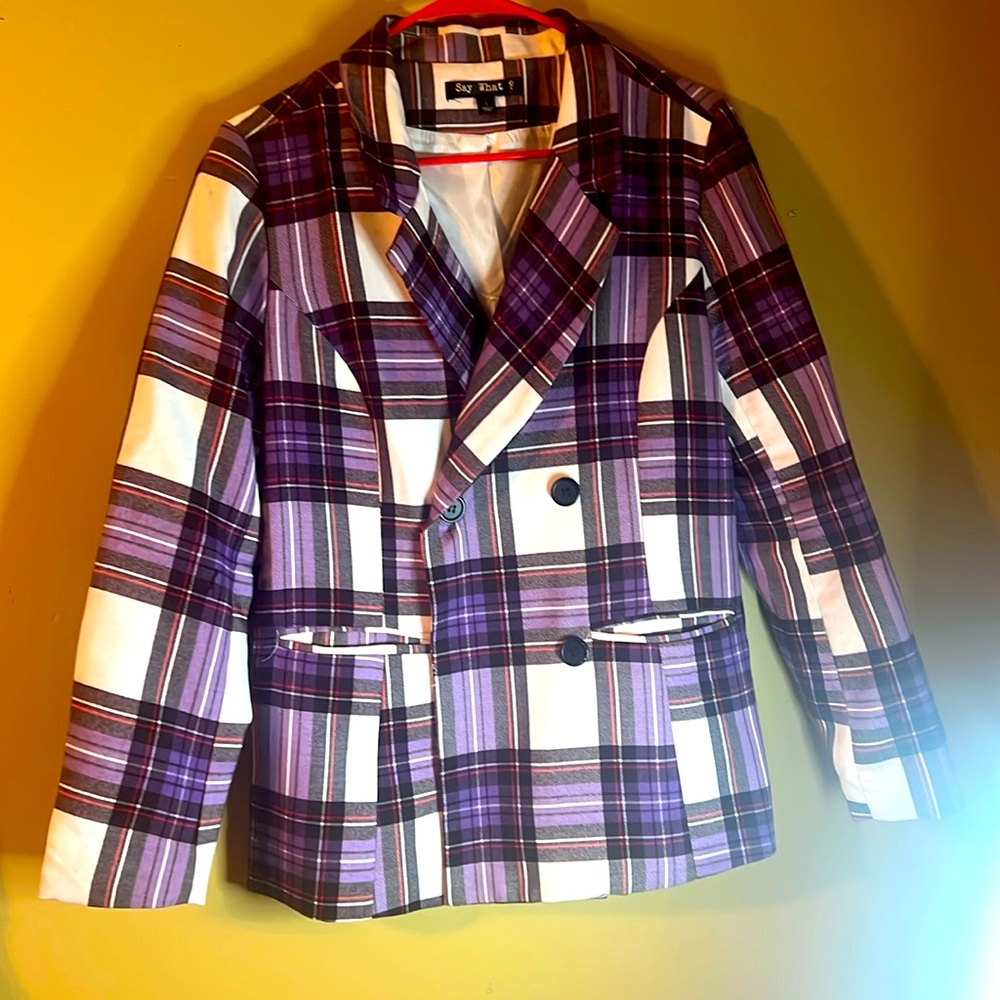 Woman multi color double button dress  blazer.